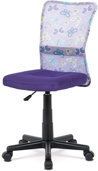 Autronic Kancelárska stolička, fialová mesh, plastový kríž, sieťovina motív KA-2325 PUR