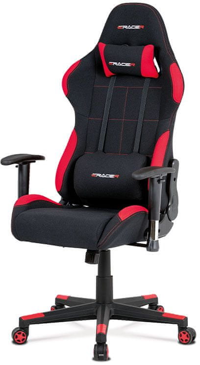 Autronic Kancelárska stolička, hojdacia mach., čierna + červená látka, plastový kríž KA-F02 RED