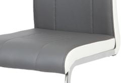 Autronic Jedálenská stolička chróm / koženka sivá s bielymi boky DCL-406 GREY