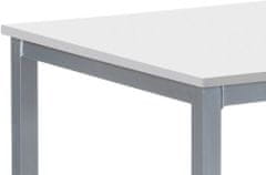 Autronic Jedálenský stôl 110x70x75 cm, doska MDF, biela farba, kovová podnož, strieborný lak GDT-202 WT