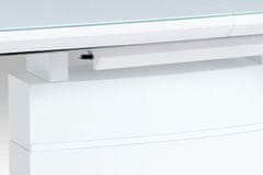Autronic Rozkladacia jedálenský stôl 140+40x80x76 cm, biele sklo, biely vysoký lesk, brúsený n HT-440 WT