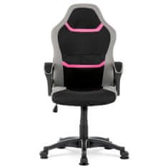 Autronic Kancelárska a herné stoličky, poťah ružová, sivá a čierna látka, hojdacia mechanizmus KA-L611 PINK