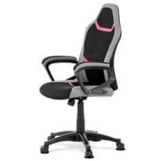 Autronic Kancelárska a herné stoličky, poťah ružová, sivá a čierna látka, hojdacia mechanizmus KA-L611 PINK