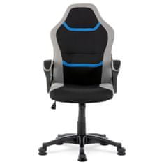 Autronic Kancelárska a herné stoličky, poťah modrá, sivá a čierna látka, hojdacia mechanizmus KA-L611 BLUE