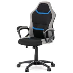 Autronic Kancelárska a herné stoličky, poťah modrá, sivá a čierna látka, hojdacia mechanizmus KA-L611 BLUE