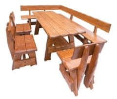 CASARREDO OM-264 záhradná zostava (1x stôl + 1x lavica roh + 3x stoličky) výber farieb