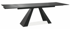 CASARREDO Jedálenský stôl rozkladacia SALVADORA čierna kov/sklo