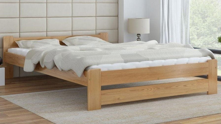 eoshop Drevená posteľ Niwa 160x200 + rošt ZADARMO (Farba dreva: Borovica)