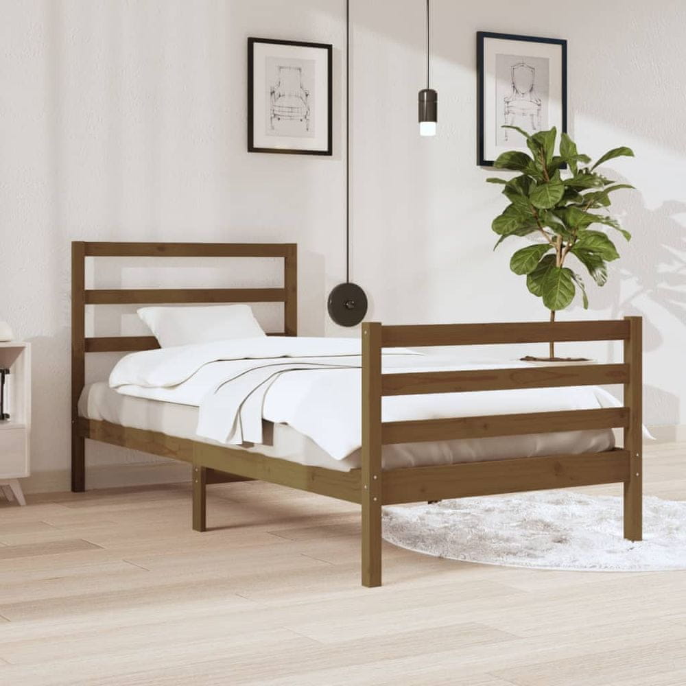 Vidaxl Rám postele, medovo hnedý, masívne borovicové drevo, 90x200 cm
