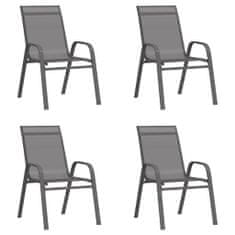 Vidaxl Stohovateľné záhradné stoličky 4 ks sivé textilénová látka