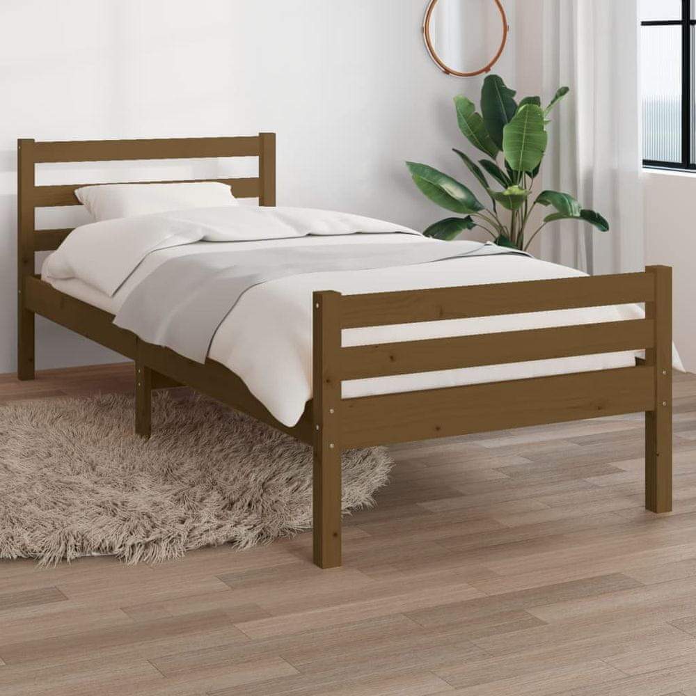 Vidaxl Rám postele, medovo hnedý, masívne drevo, 75x190 cm, jednolôžkový