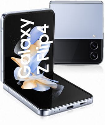 Samsung Galaxy Flip 4, štvornásobný fotoaparát, vysoké rozlíšenie, ultraširokouhlý fotoaparát, makro, hĺbkový objektív, dlhá výdrž batérie, veľkokapacitná batéria, rýchlonabíjanie, káblové nabíjanie, Gorilla Glass tvrdené sklo, výkonný procesor 