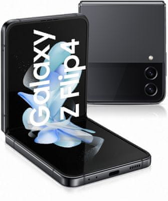 Samsung Galaxy Flip 4, štvornásobný fotoaparát, vysoké rozlíšenie, ultraširokouhlý fotoaparát, makro, hĺbkový objektív, dlhá výdrž batérie, veľkokapacitné batérie, rýchlonabíjanie, káblové nabíjanie, Gorilla Glass tvrdené sklo, výkonný procesor 