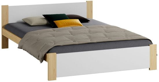 eoshop Drevená posteľ DMD 3, 140x200 + rošt ZADARMO, borovica / biela