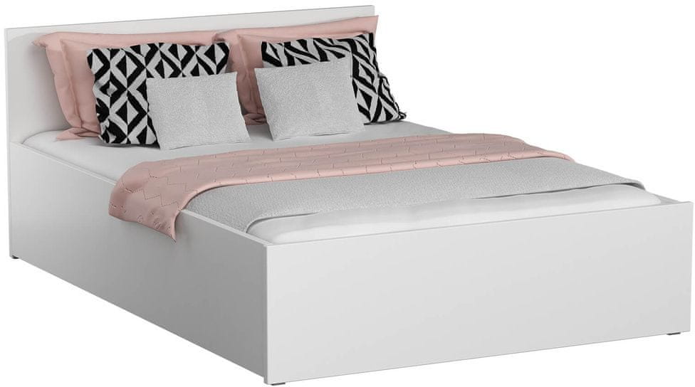 eoshop Drevená posteľ DM1 biela, 140x200 + rošt ZADARMO