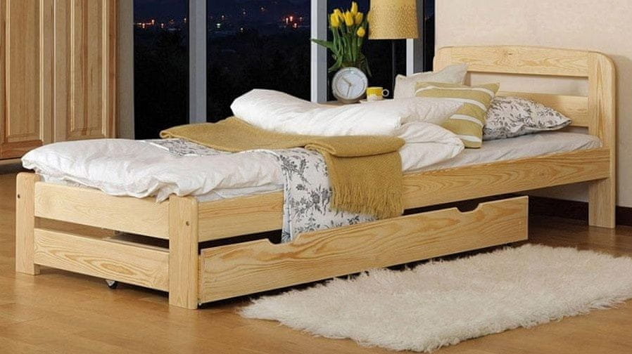 eoshop Drevená posteľ Ľudí 90x200 + rošt ZADARMO (Farba dreva: Jelša)