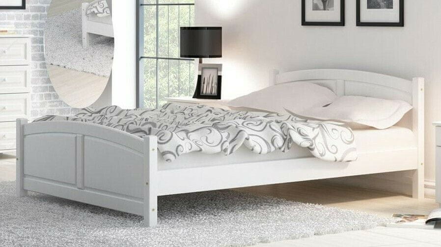 eoshop Drevená posteľ Mela 140x200 + rošt ZADARMO (Farba dreva: Biela)