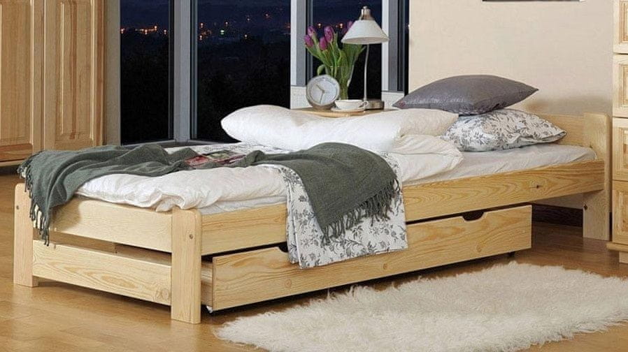 eoshop Drevená posteľ Niwa 90x200 + rošt ZADARMO (Farba dreva: Dub)