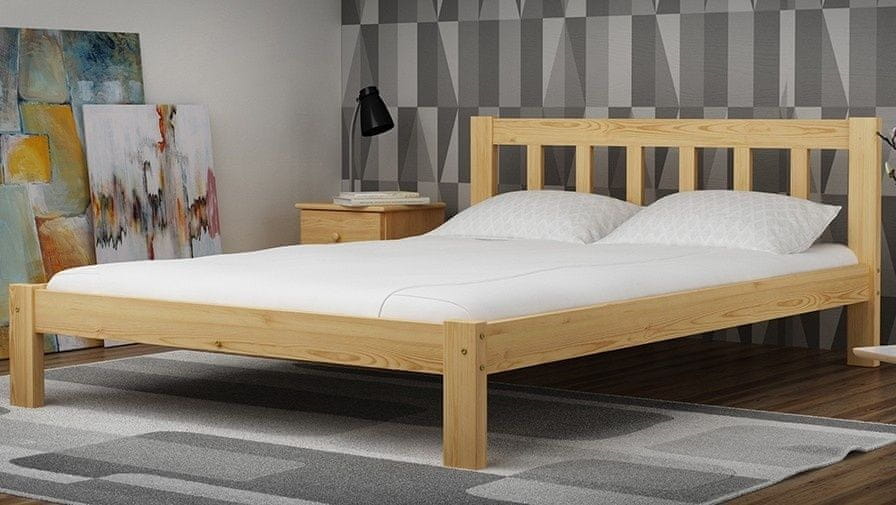 eoshop Drevená posteľ Ofelia 160x200 + rošt ZADARMO (Farba dreva: Borovica)
