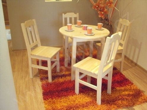 eoshop Jedálenský stôl kruhový 80cm z masívu borovica (Farba dreva: Orech)