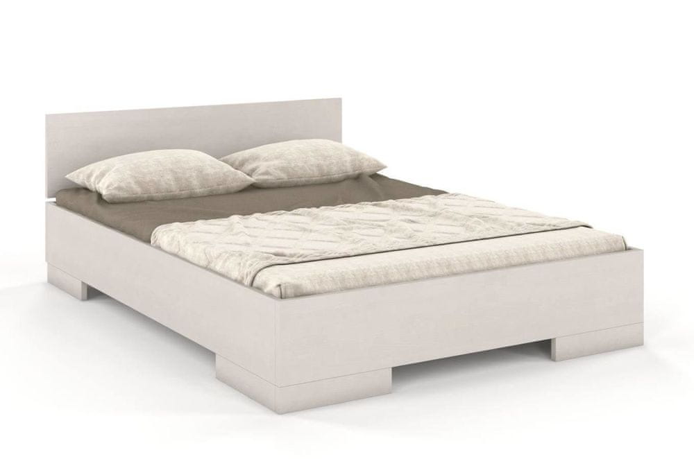 eoshop Drevená posteľ s úložným boxom SPECTRUM Maxi & Long ST, dlhšia 20cm, borovica (Rozmer: 200x220 cm, Farba: Biela)