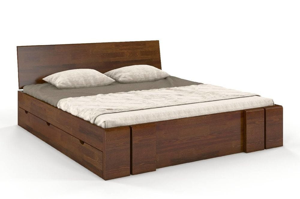 eoshop Drevená posteľ s úložným priestorom VESTRE Maxi & DR, borovica (Rozmer: 120x200 cm, Farba: Orech)