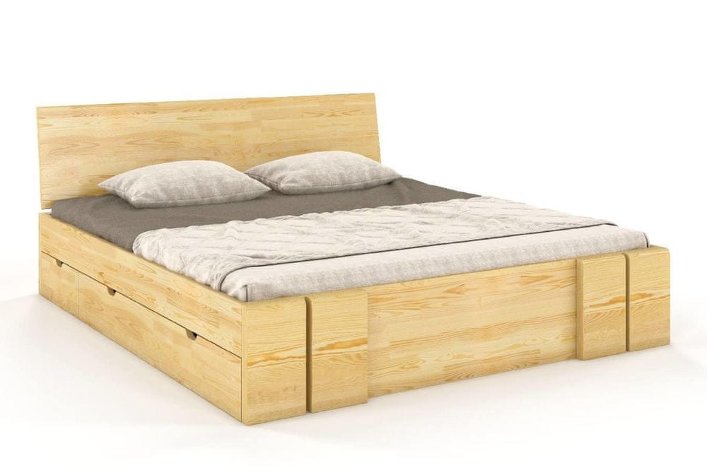 eoshop Drevená posteľ s úložným priestorom VESTRE Maxi & DR, borovica (Rozmer: 120x200 cm, Farba: Prírodná)
