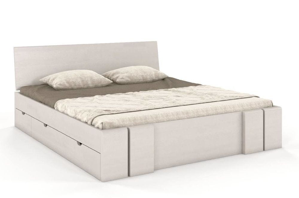 eoshop Drevená posteľ s úložným priestorom VESTRE Maxi & DR, borovica (Rozmer: 120x200 cm, Farba: Biela)