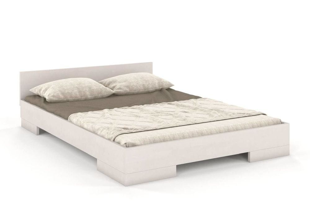 eoshop Drevená posteľ SPECTRUM Long, dlhšia 20cm, buk (Rozmer: 160x220 cm, Farba: Biela)