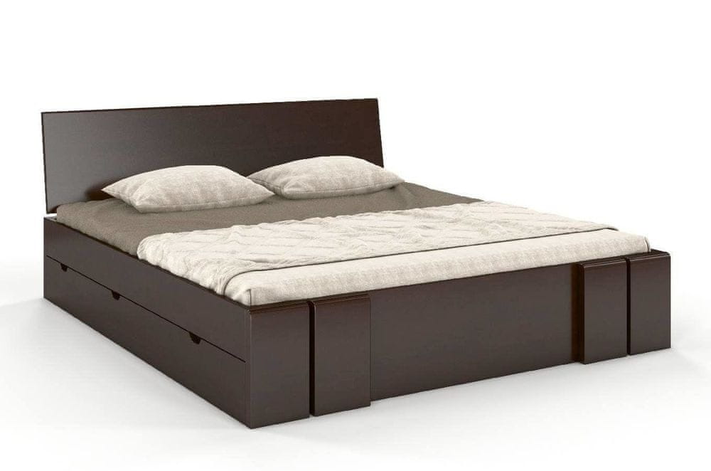 eoshop Drevená posteľ s úložným priestorom VESTRE Maxi & DR, buk (Rozmer: 140x200 cm, Farba: Palisander)