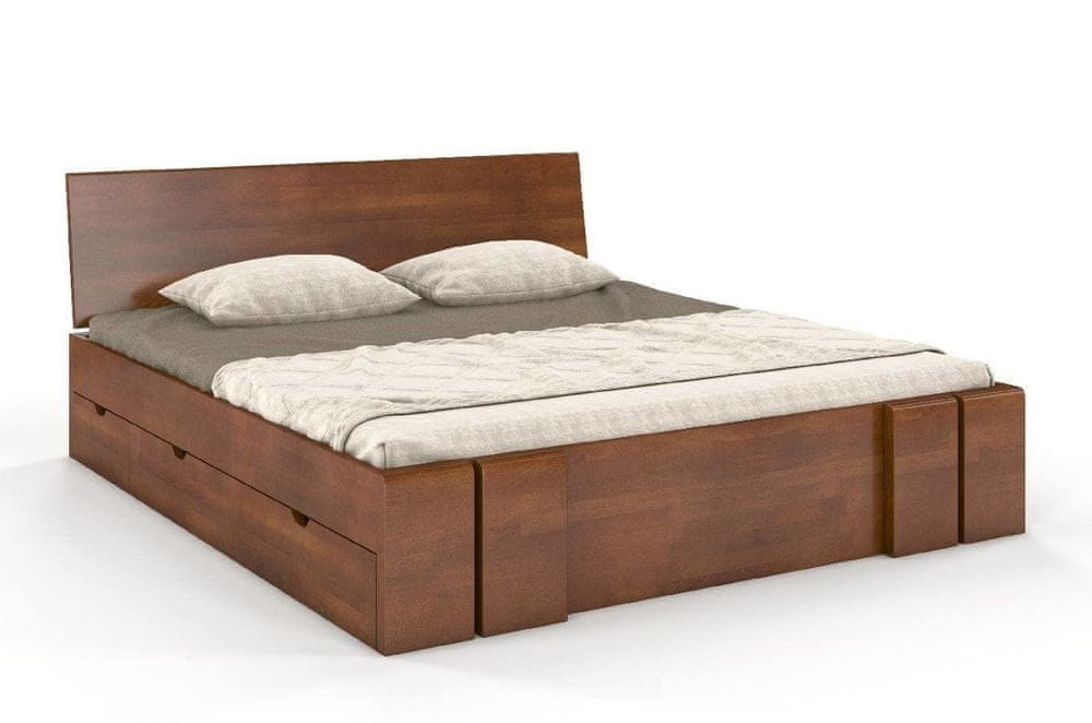 eoshop Drevená posteľ s úložným priestorom VESTRE Maxi & DR, buk (Rozmer: 160x200 cm, Farba: Orech)