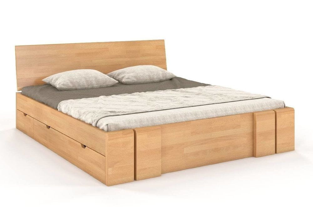 eoshop Drevená posteľ s úložným priestorom VESTRE Maxi & DR, buk (Rozmer: 120x200 cm, Farba: Prírodná)