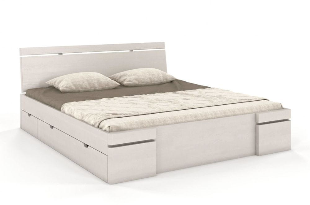 eoshop Drevená posteľ so šuplíkmi SPARTA Maxi & DR, borovica (Rozmer: 140x200 cm, Farba: Biela)