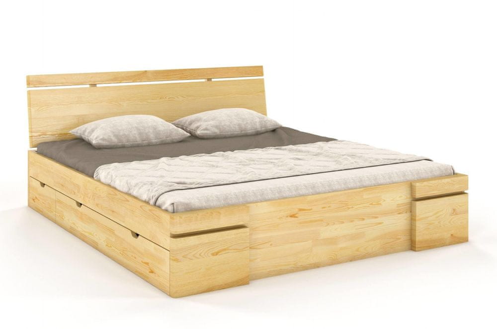 eoshop Drevená posteľ so šuplíkmi SPARTA Maxi & DR, borovica (Rozmer: 140x200 cm, Farba: Prírodná)