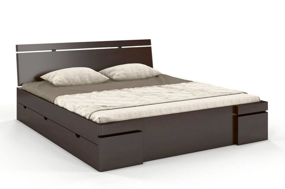 eoshop Drevená posteľ SPARTA Maxi & DR, so šuplíkmi, buk (Rozmer: 200x200 cm, Farba: Palisander)