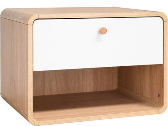 Danish Style Nočný stolík Caitlin, 51 cm, prírodná / biela