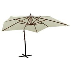Vidaxl Závesný dáždnik na drevenej tyči, 300 cm, pieskovo biely