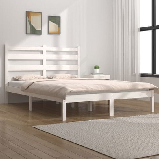 Vidaxl Rám postele, biely, masívne borovicové drevo, 120x190 cm, dvojlôžko