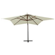 Vidaxl Závesný dáždnik na drevenej tyči, 300 cm, pieskovo biely