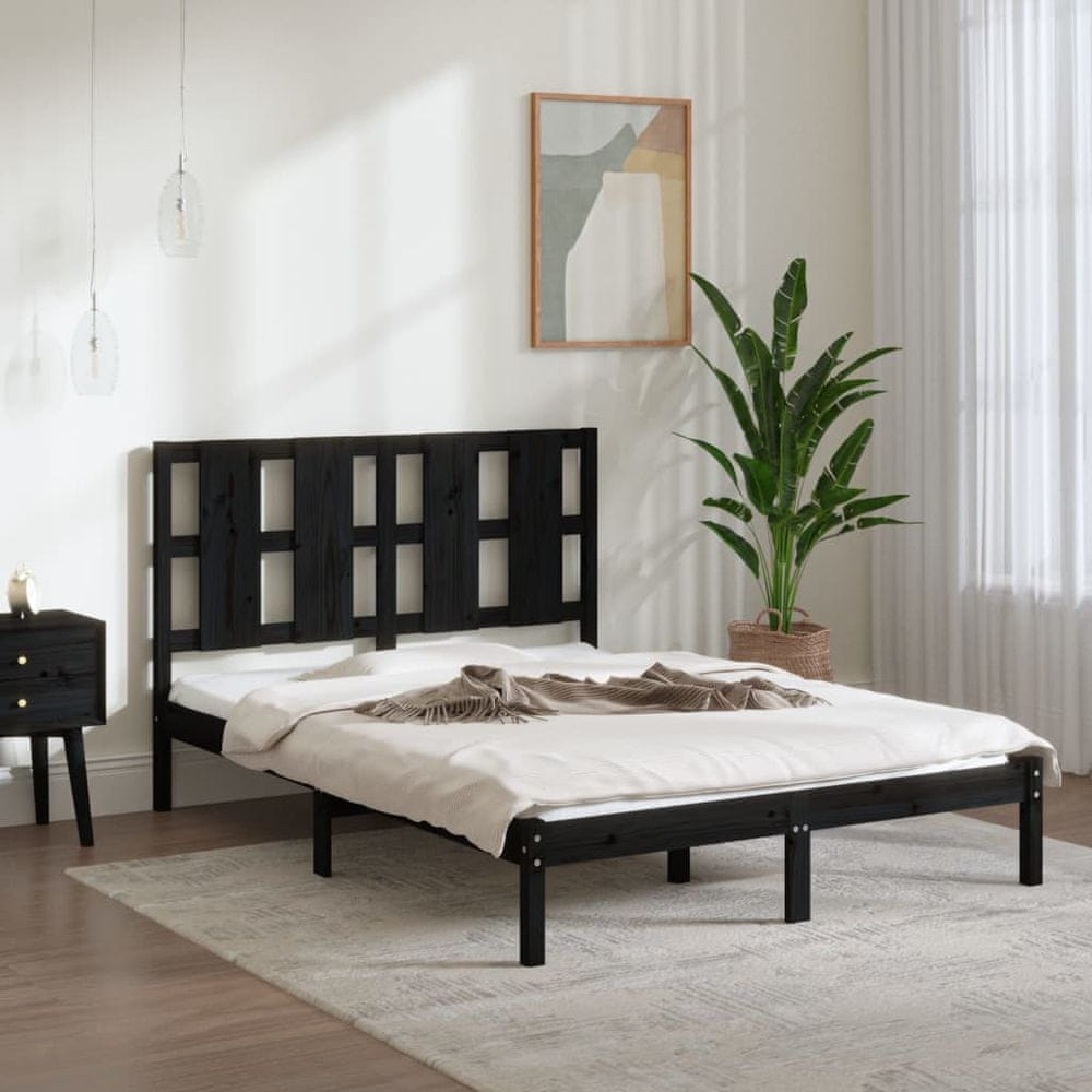 Vidaxl Rám postele, masívne drevo, čierny, 120x190 cm, dvojlôžková posteľ