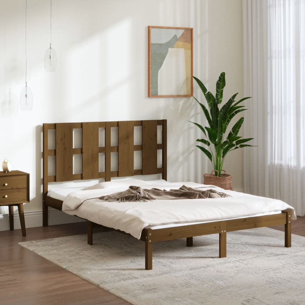 Vidaxl Rám postele, medovo hnedý, masívne borovicové drevo, 140x200 cm