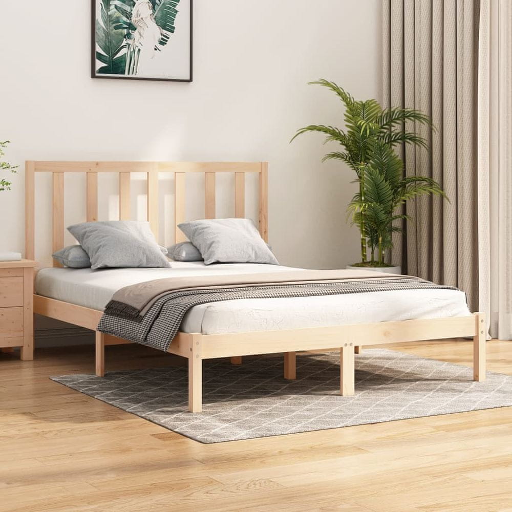 Vidaxl Rám postele, masívne borovicové drevo, 135x190 cm, dvojlôžko