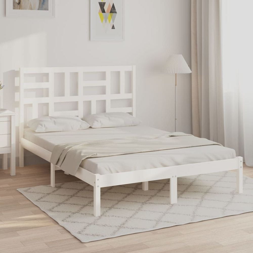 Vidaxl Rám postele, biely, masívne drevo, 160 x 200 cm