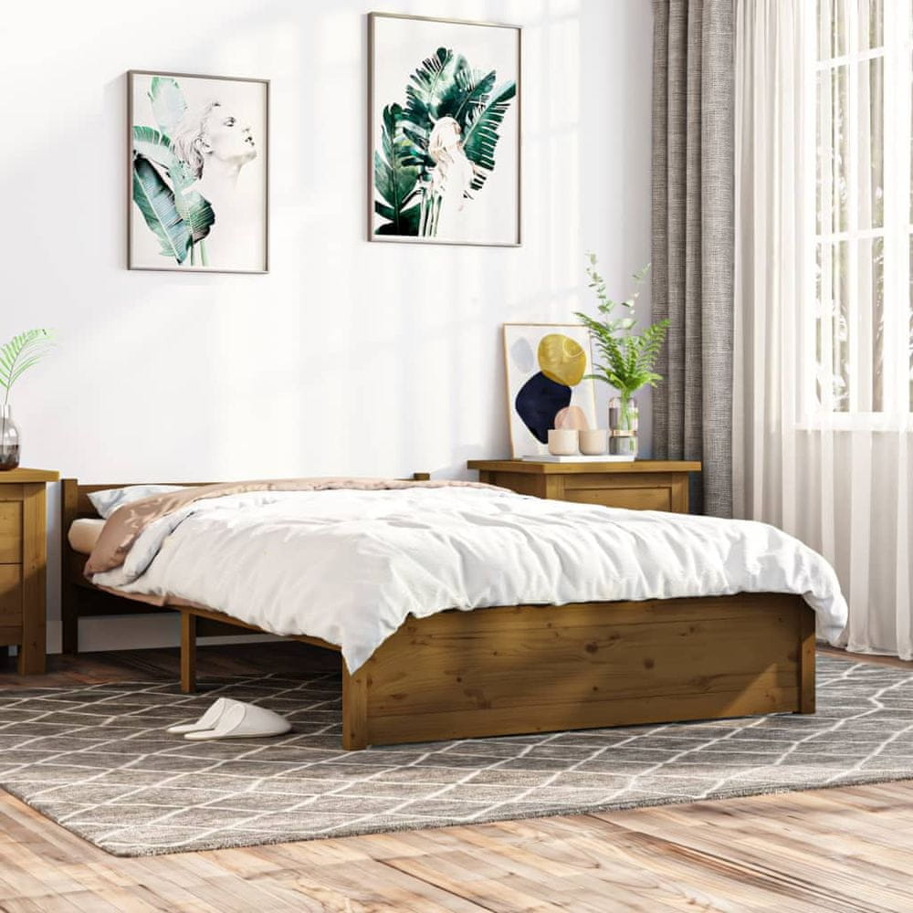 Vidaxl Rám postele, medovo hnedý, masívne drevo, 135x190 cm, dvojlôžko