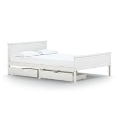 Vidaxl Rám postele s 2 zásuvkami, biely, borovicové drevo, 160x200 cm