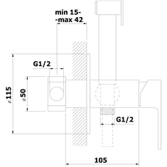 Bruckner , SIEGER podomietková batéria s bidetovou spŕškou, guľatá, chrómová, 914.007.1