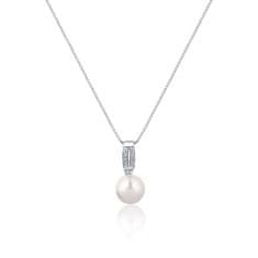 JwL Luxury Pearls Elegantný náhrdelník s pravou perlou a zirkónmi JL0748 (retiazka, prívesok)
