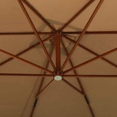 Vidaxl Závesný dáždnik na drevenej tyči, 300 cm, farba taupe