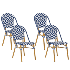 Beliani Sada 4 záhradných stoličiek s modro-bielym vzorom RIFREDDO