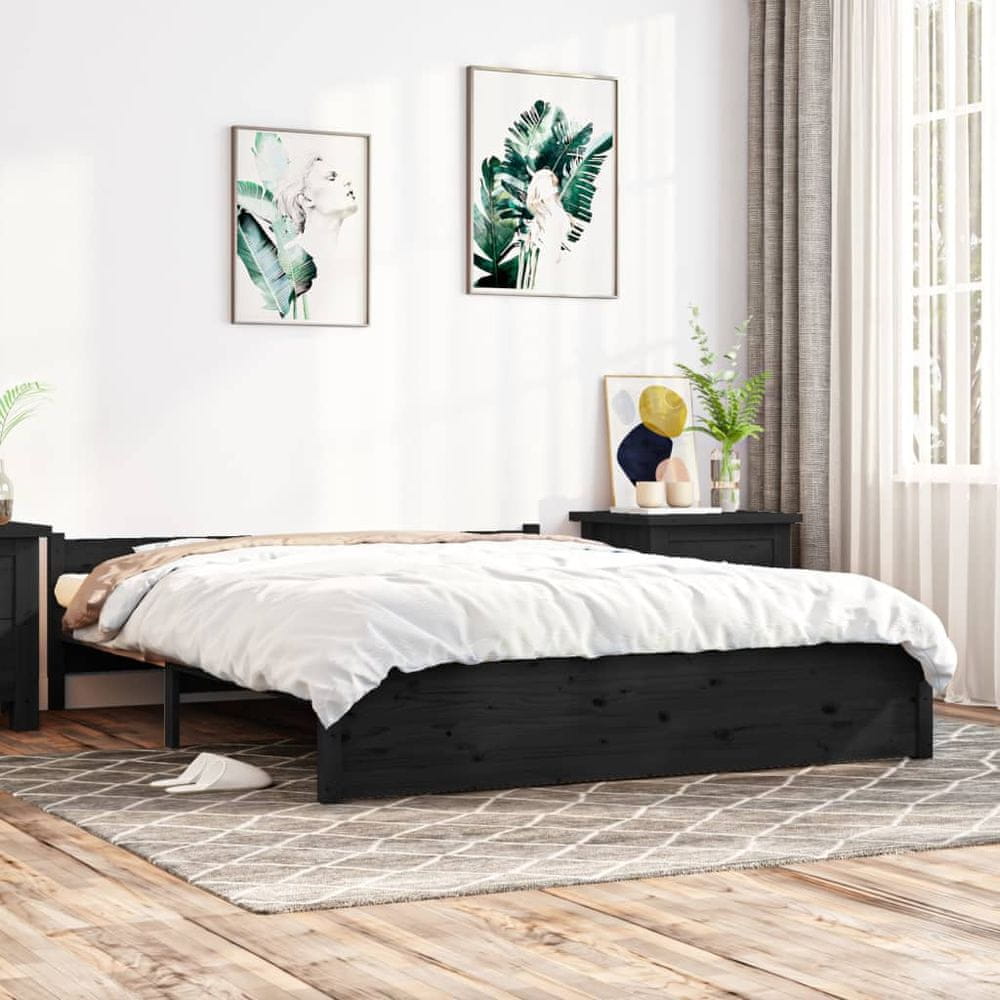 Petromila vidaXL Rám postele čierny masívne drevo 140x190 cm